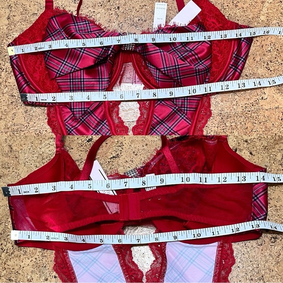 Victoria’s Secret Wicked Unlined Bow Balconette Teddy NWT In Red Plaid Sz XL - Picture 16 of 16